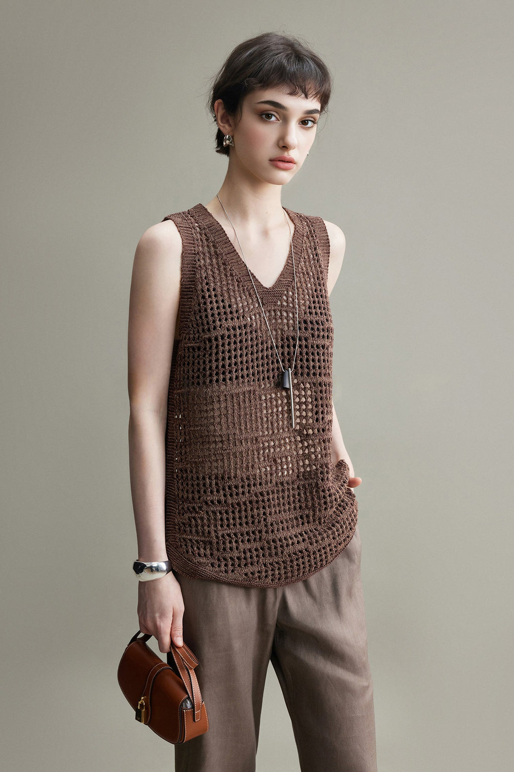 Lightweight Linen-Cotton Crochet Cover-Up Tank Top