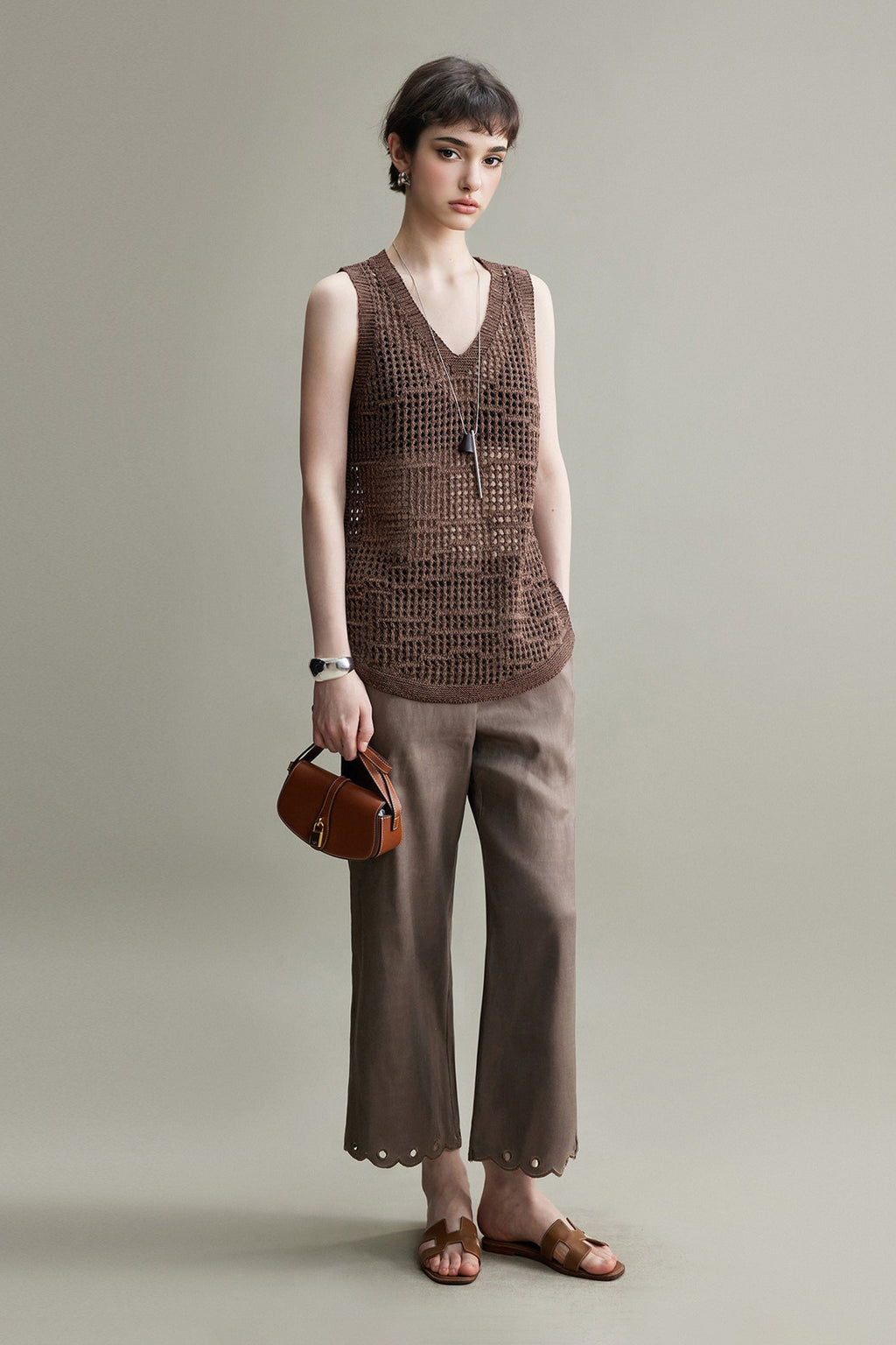 Lightweight Linen-Cotton Crochet Cover-Up Tank Top