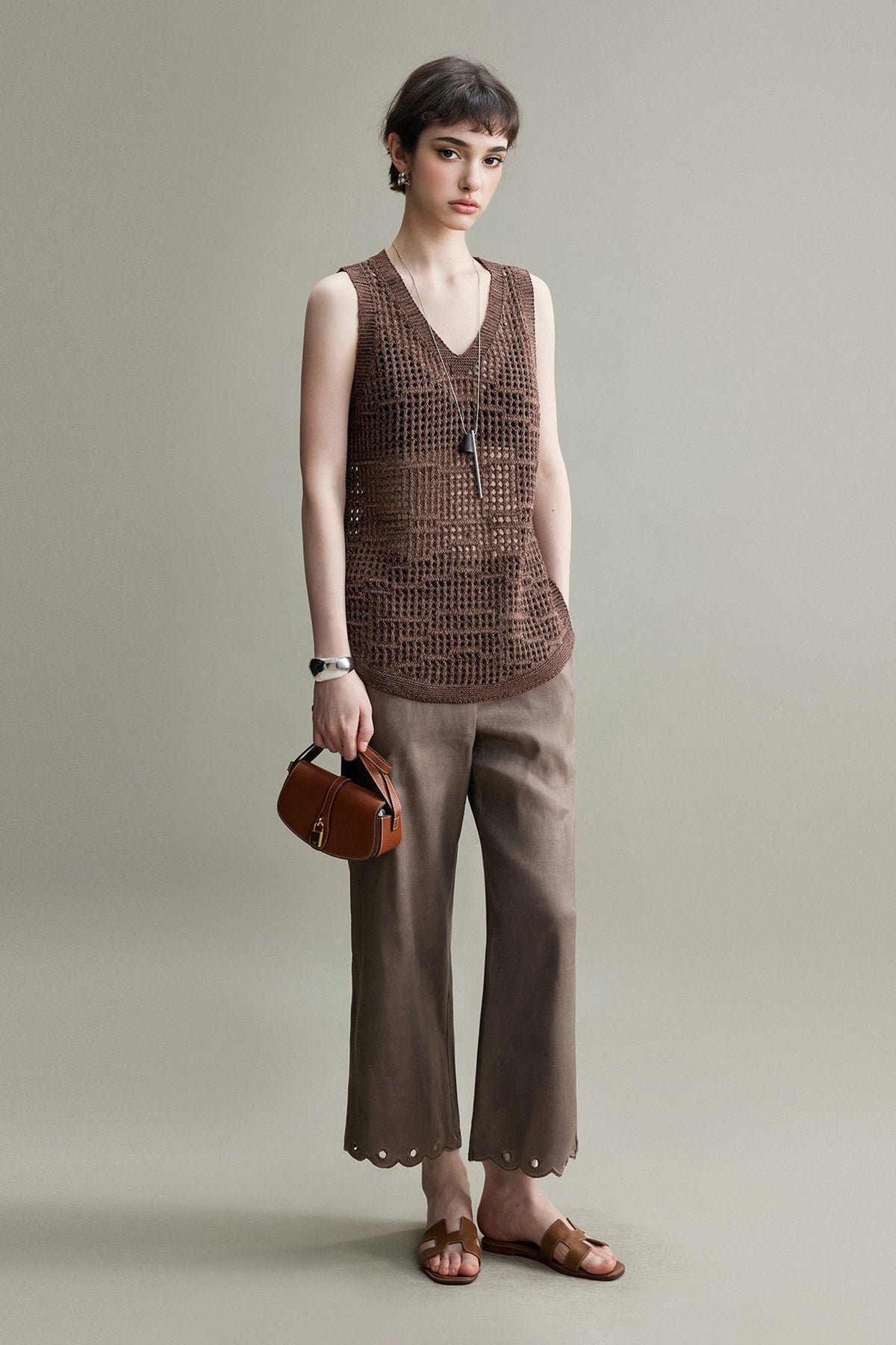 Lightweight Linen-Cotton Crochet Cover-Up Tank Top