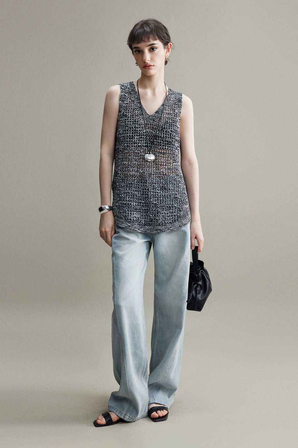 Lightweight Linen-Cotton Crochet Cover-Up Tank Top