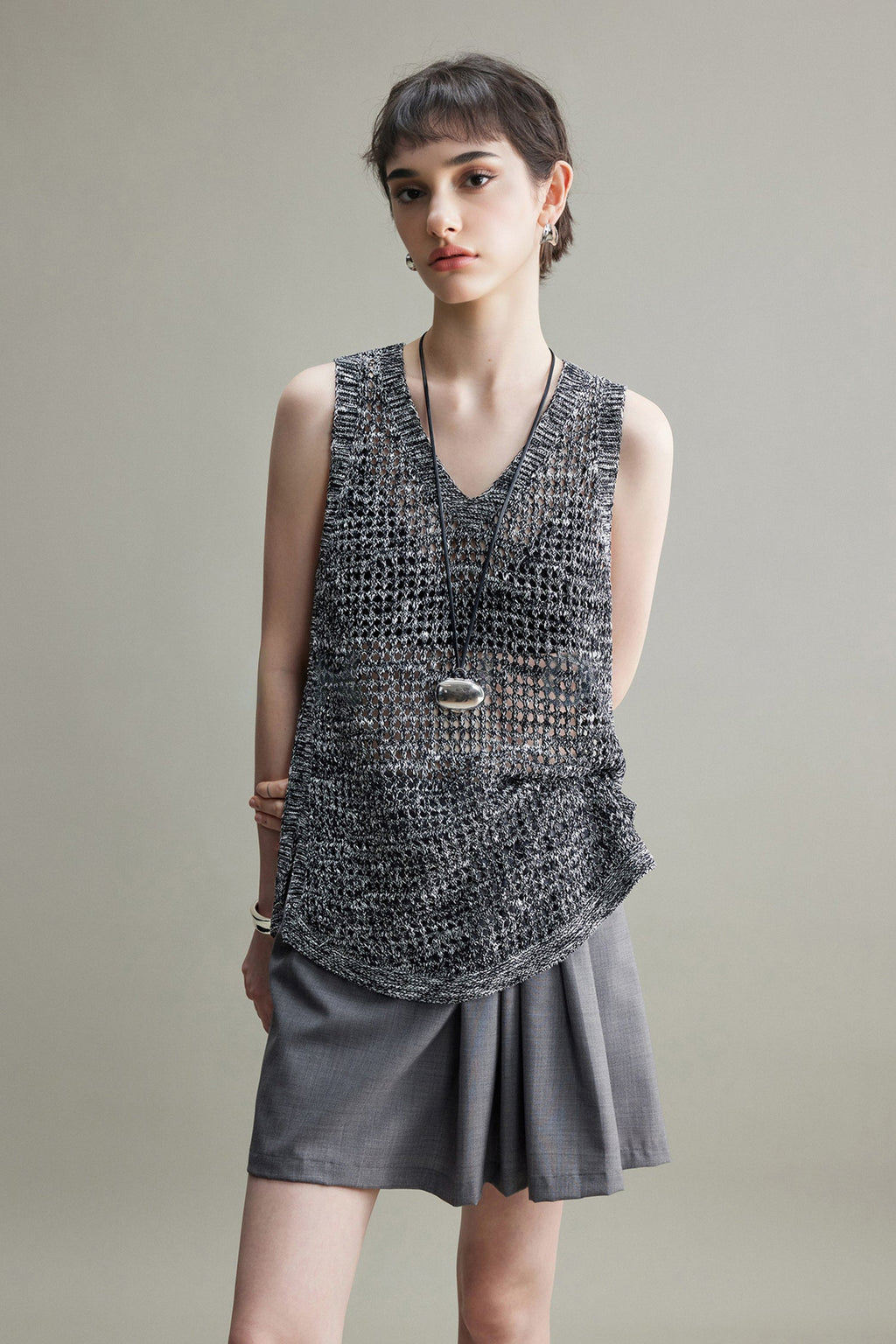 Lightweight Linen-Cotton Crochet Cover-Up Tank Top