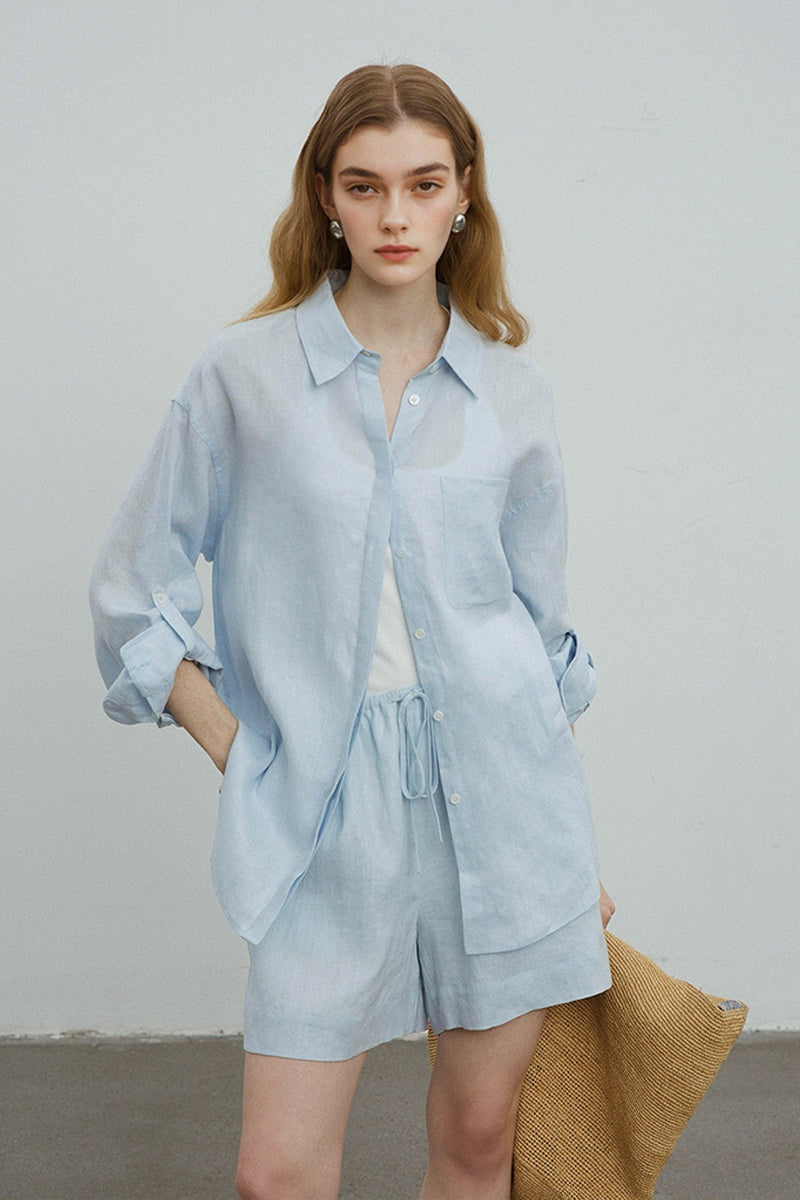 Lightweight Linen Long Sleeve Button Down Shirt