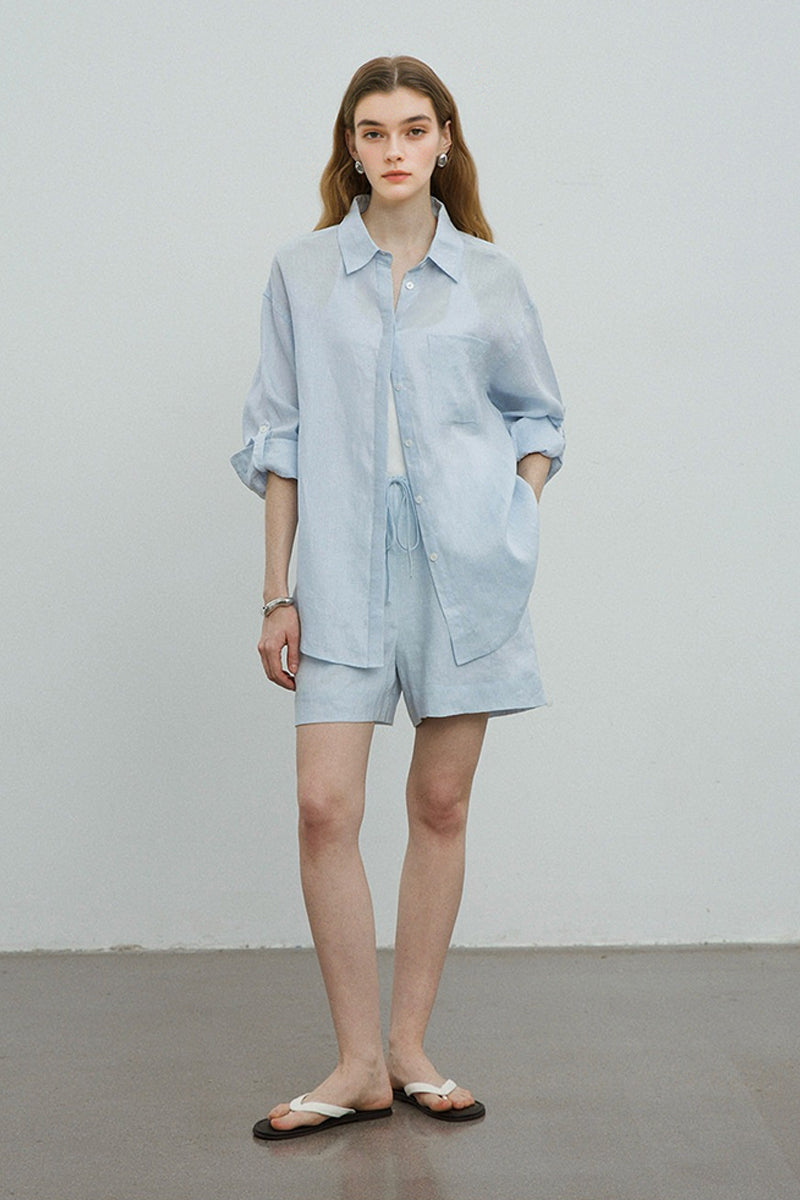Lightweight Linen Long Sleeve Button Down Shirt
