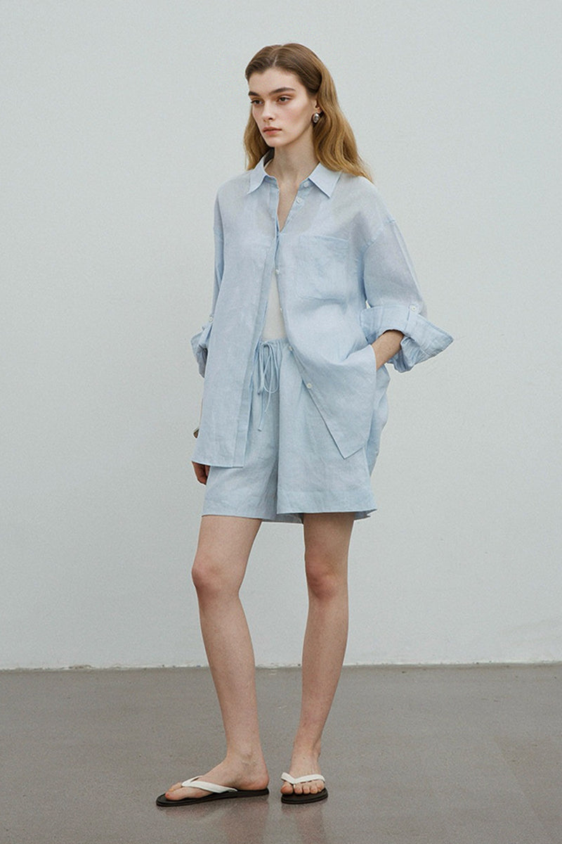 Lightweight Linen Long Sleeve Button Down Shirt