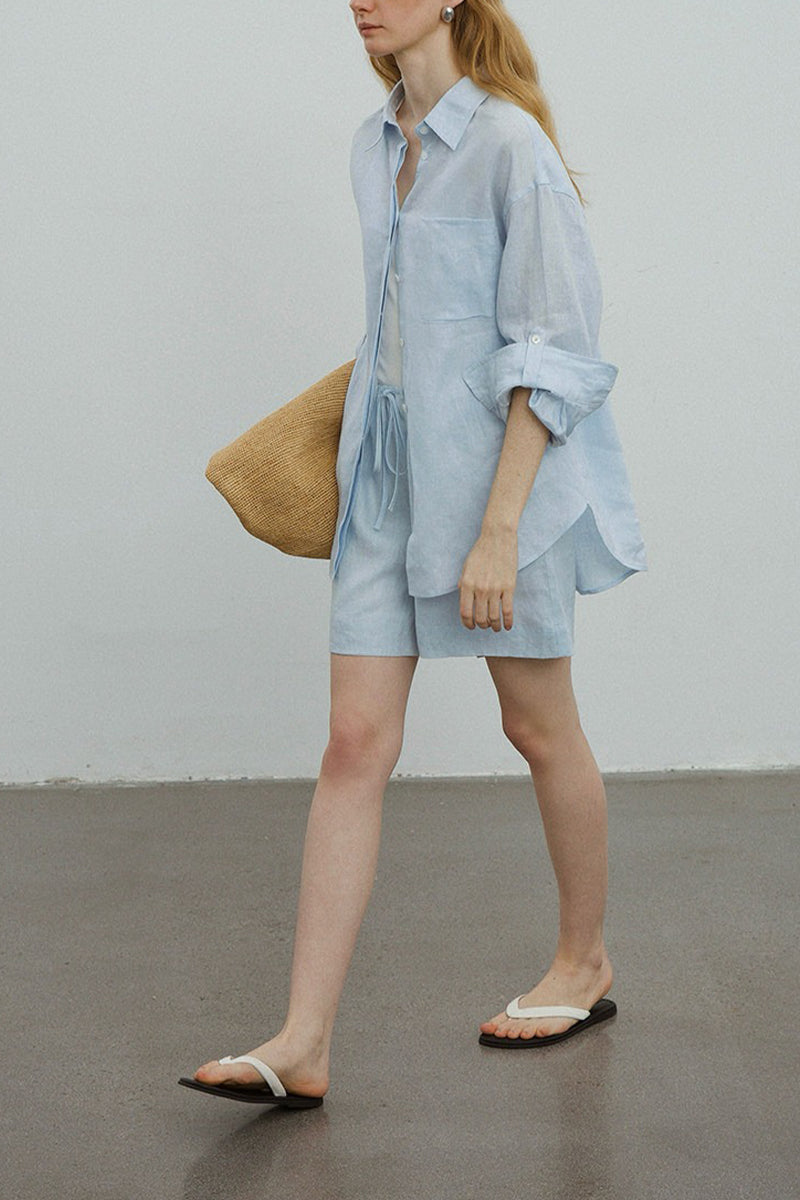 Lightweight Linen Long Sleeve Button Down Shirt