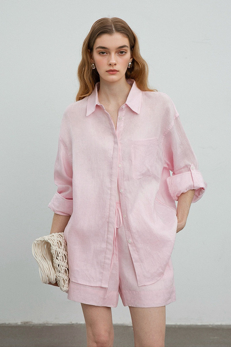 Lightweight Linen Long Sleeve Button Down Shirt