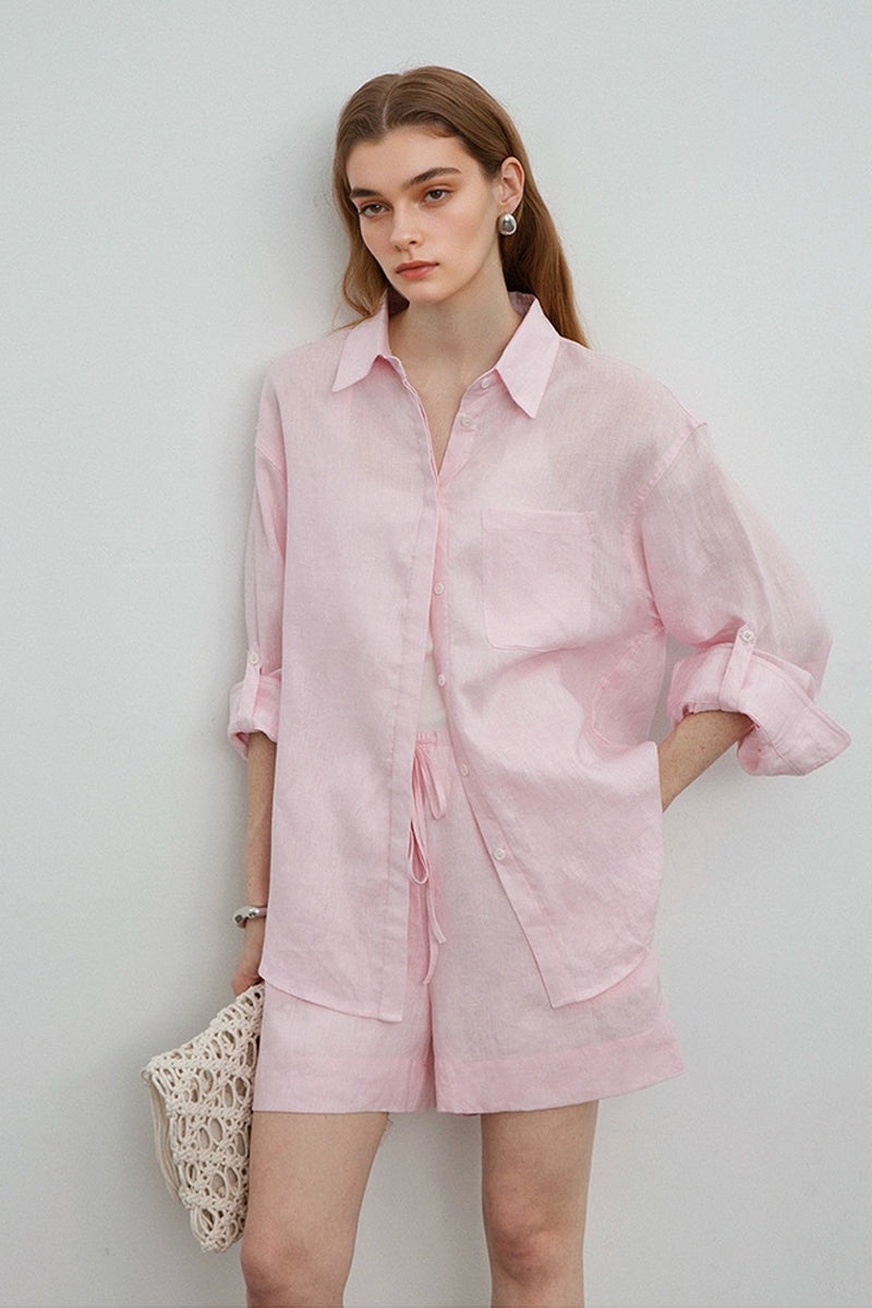 Lightweight Linen Long Sleeve Button Down Shirt