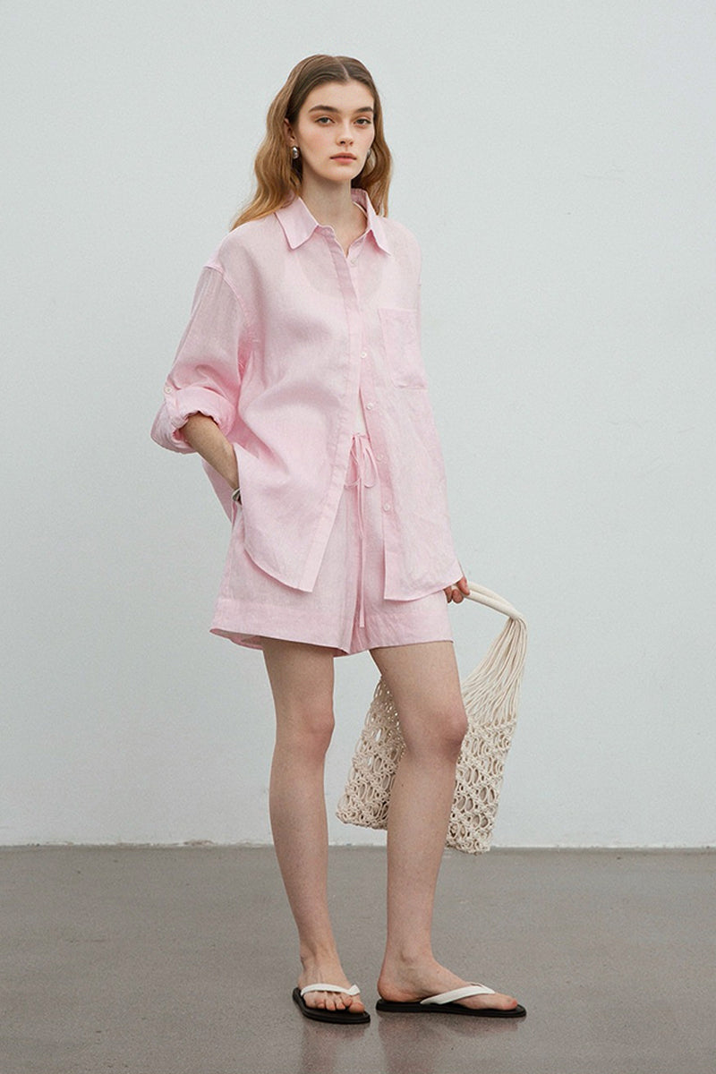 Lightweight Linen Long Sleeve Button Down Shirt