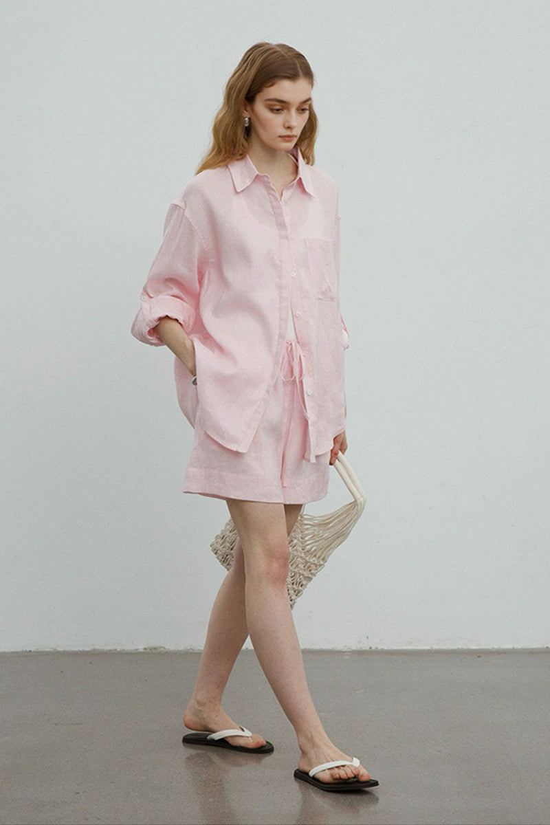 Lightweight Linen Long Sleeve Button Down Shirt