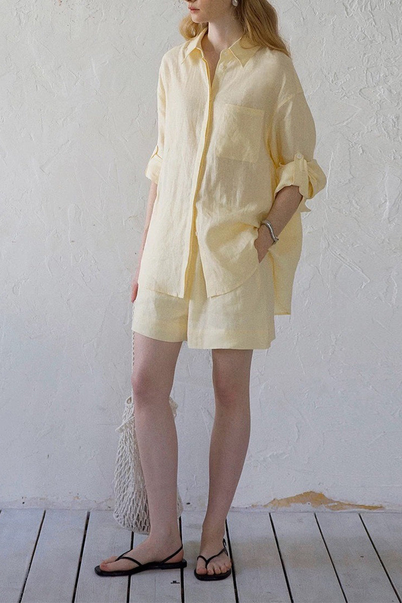 Lightweight Linen Long Sleeve Button Down Shirt
