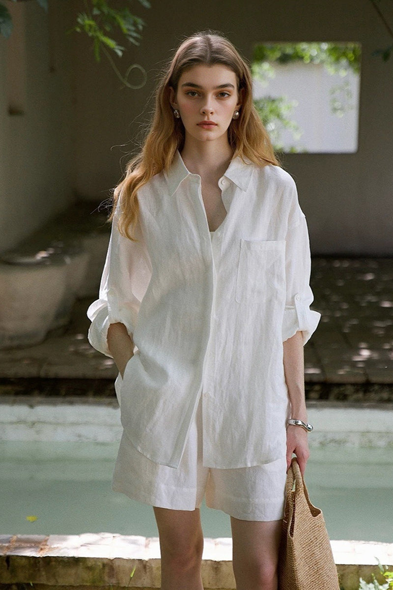 Lightweight Linen Long Sleeve Button Down Shirt