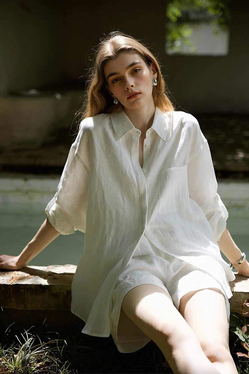 Lightweight Linen Long Sleeve Button Down Shirt