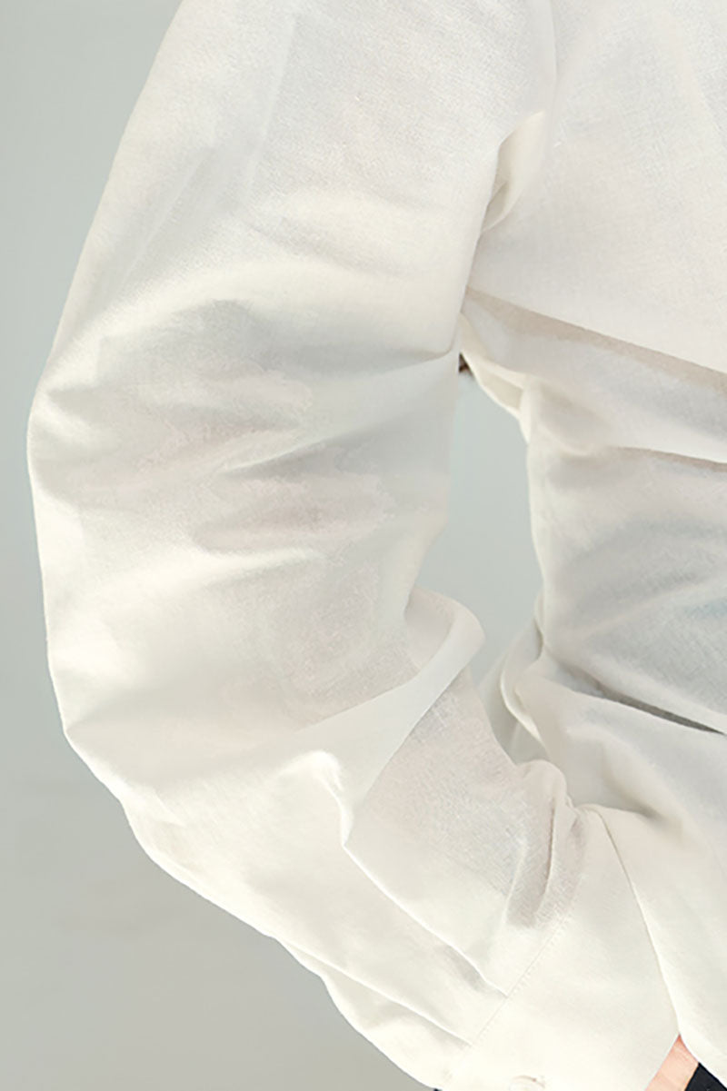 Lightweight Linen Tie-Front V-Neck Pullover Blouse
