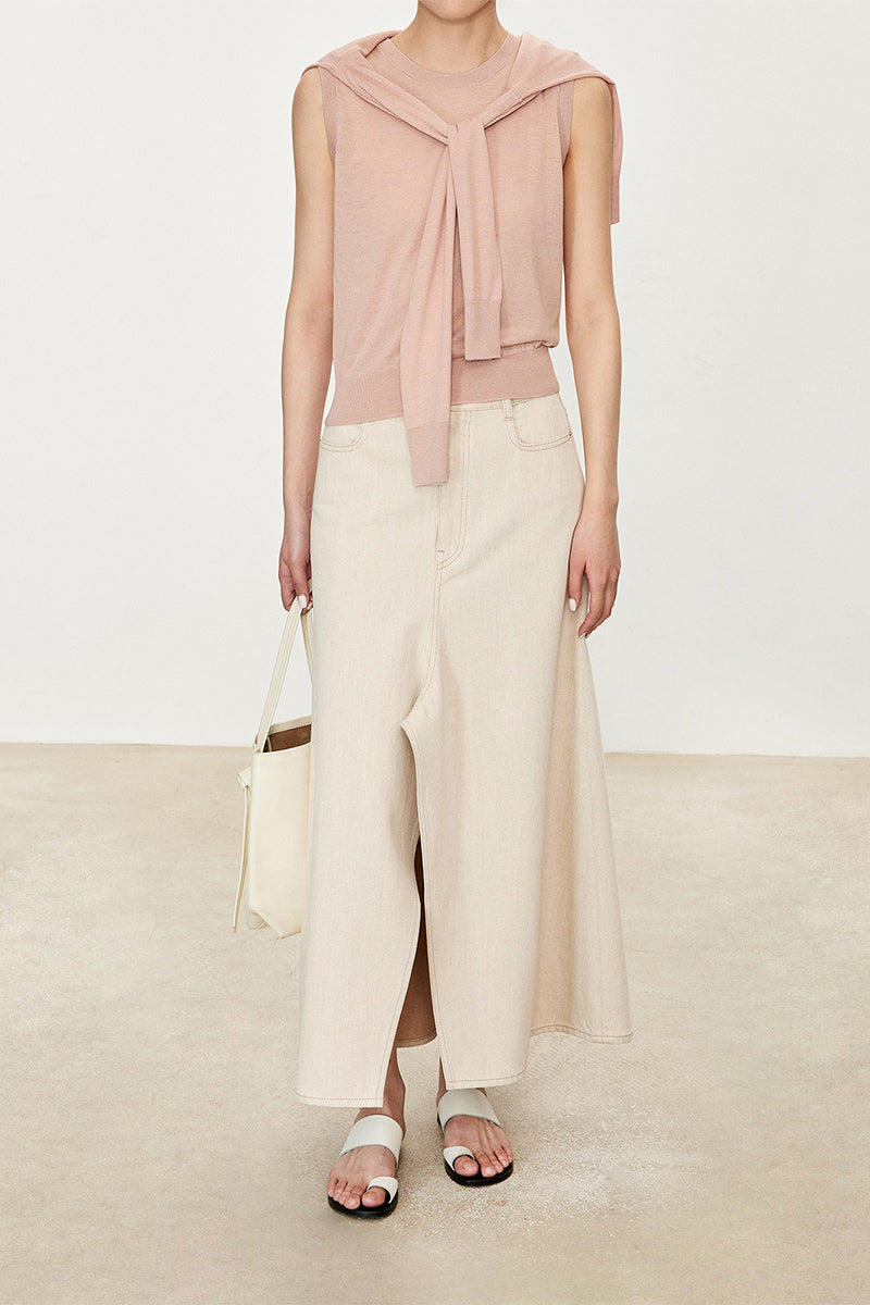 Lightweight Triacetate-Tencel Sleeveless Knit Top