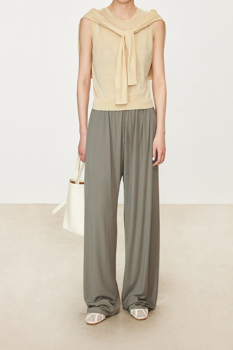 Lightweight Triacetate-Tencel Sleeveless Knit Top