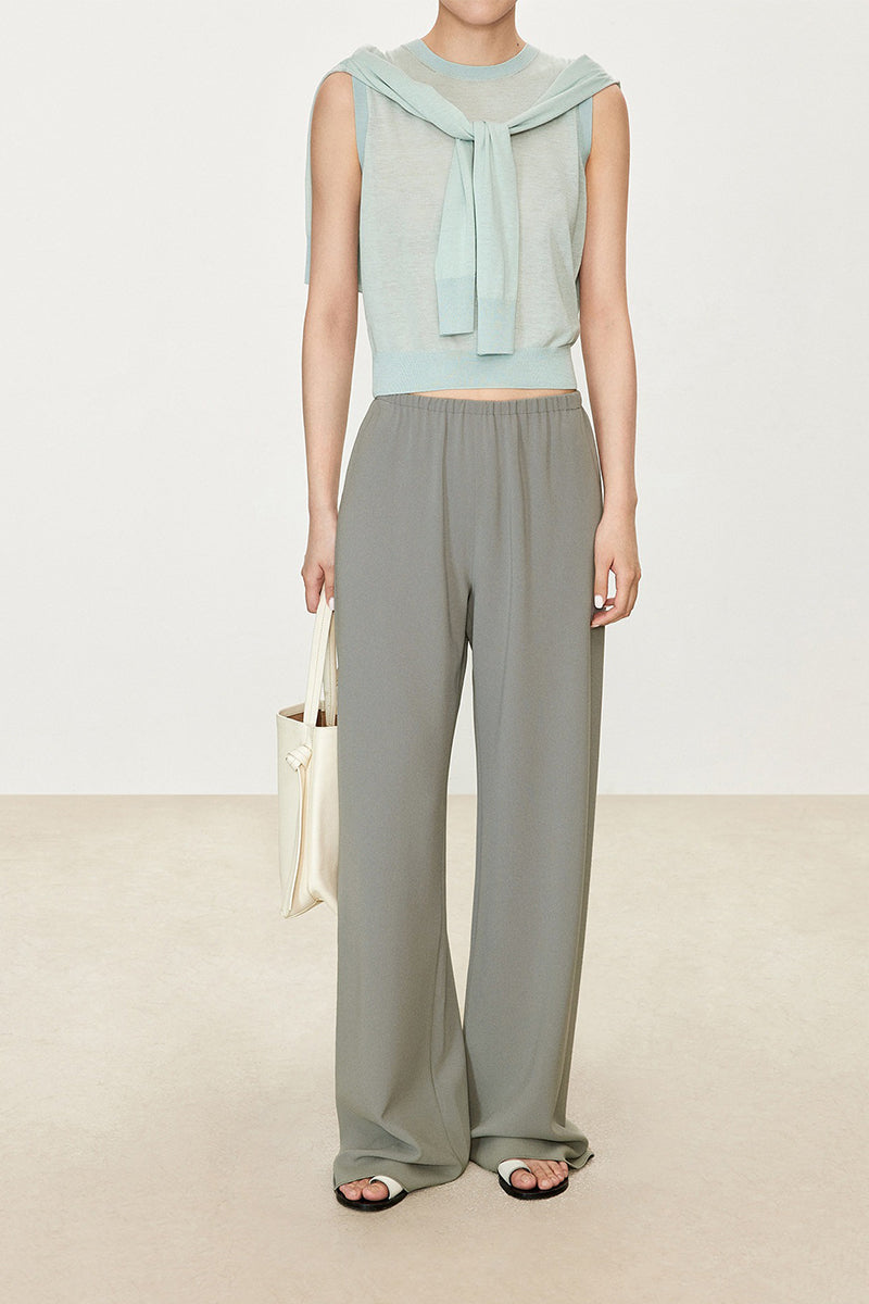 Lightweight Triacetate-Tencel Sleeveless Knit Top