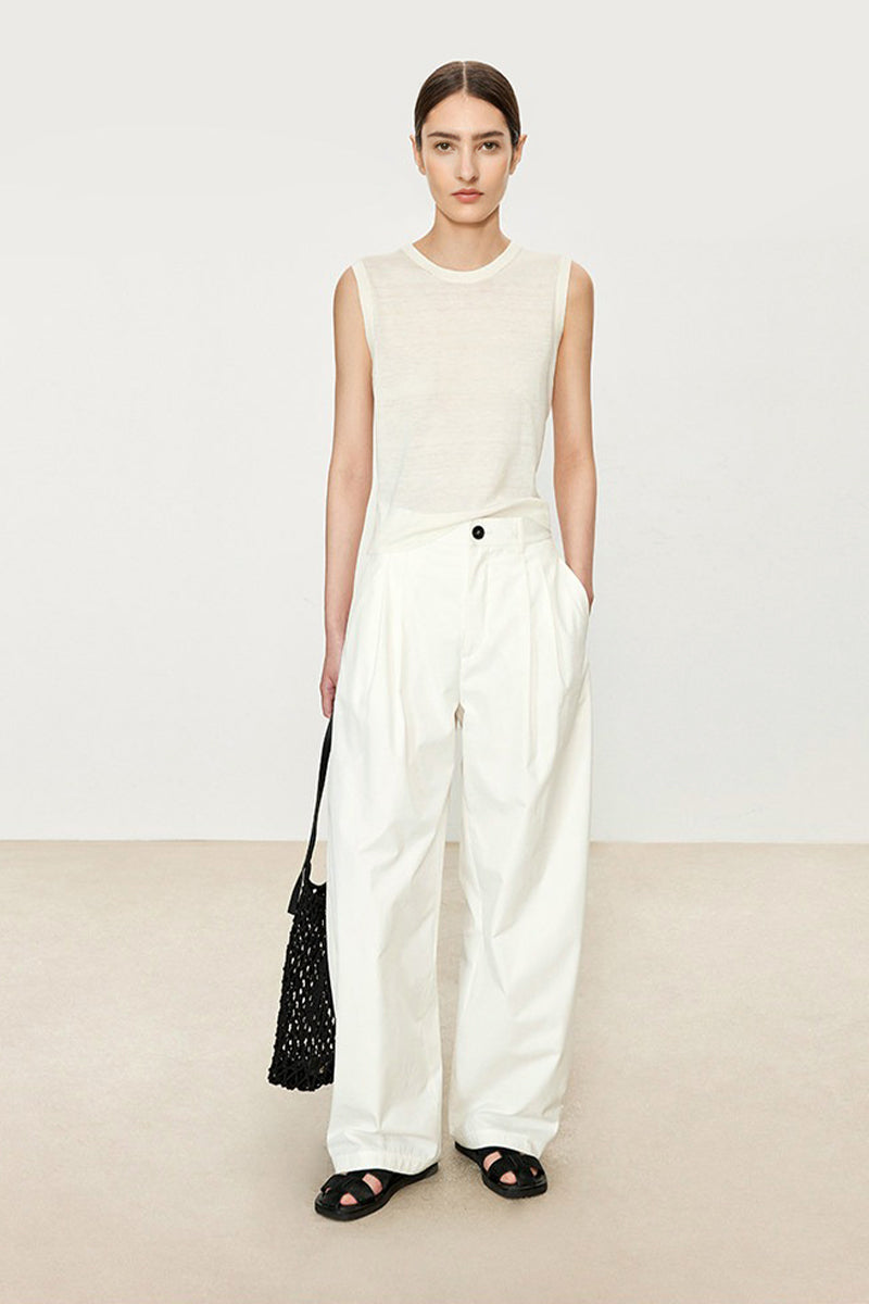 Lightweight Triacetate-Tencel Sleeveless Knit Top