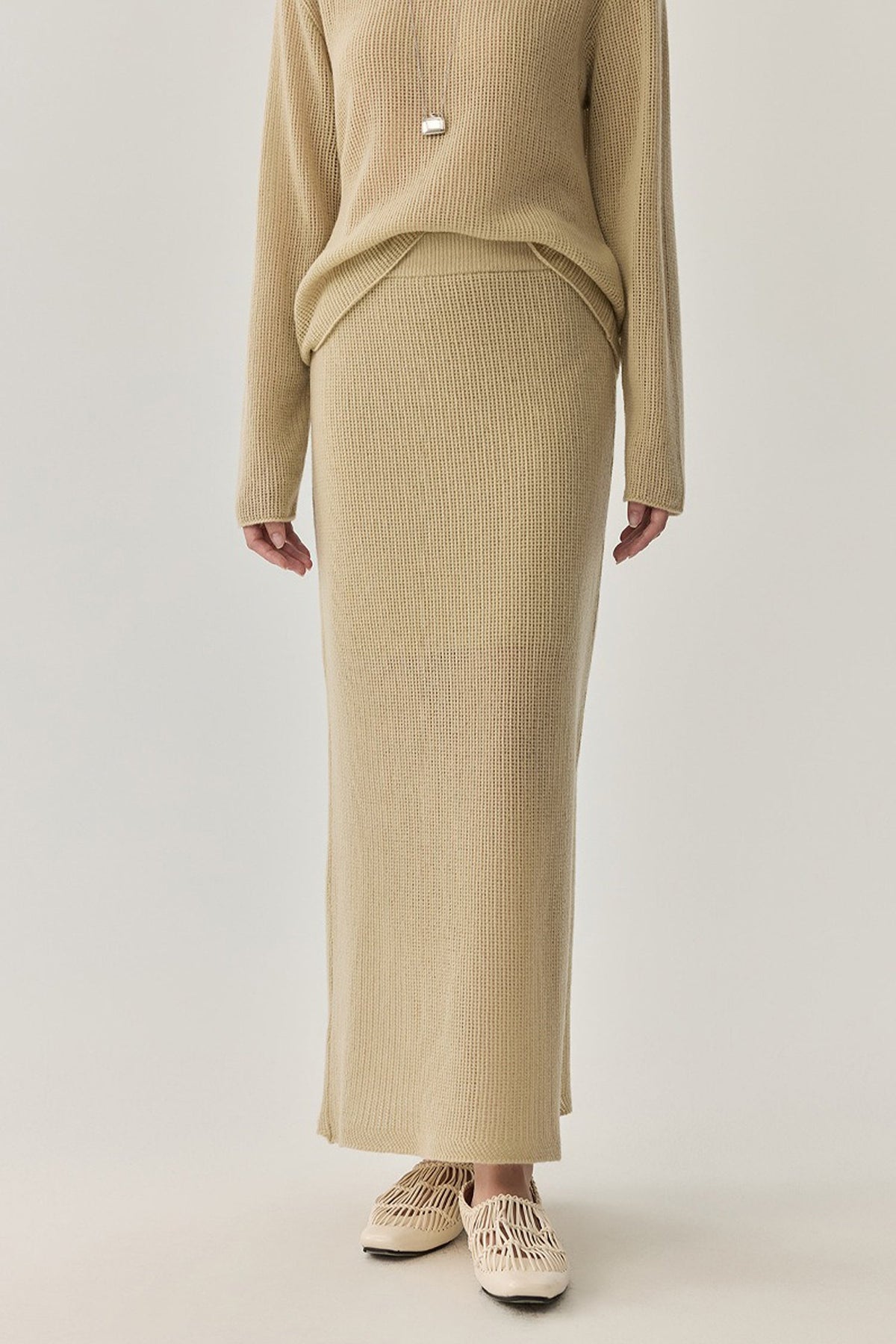Lightweight Wool Open Knit Sweater Skirt