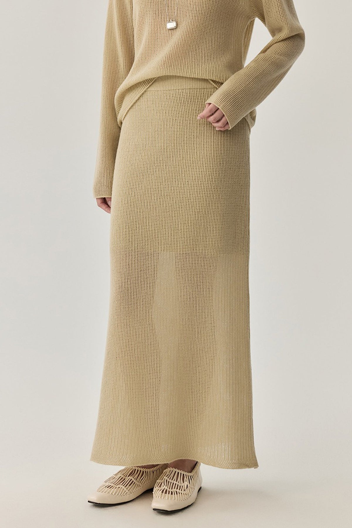 Lightweight Wool Open Knit Sweater Skirt