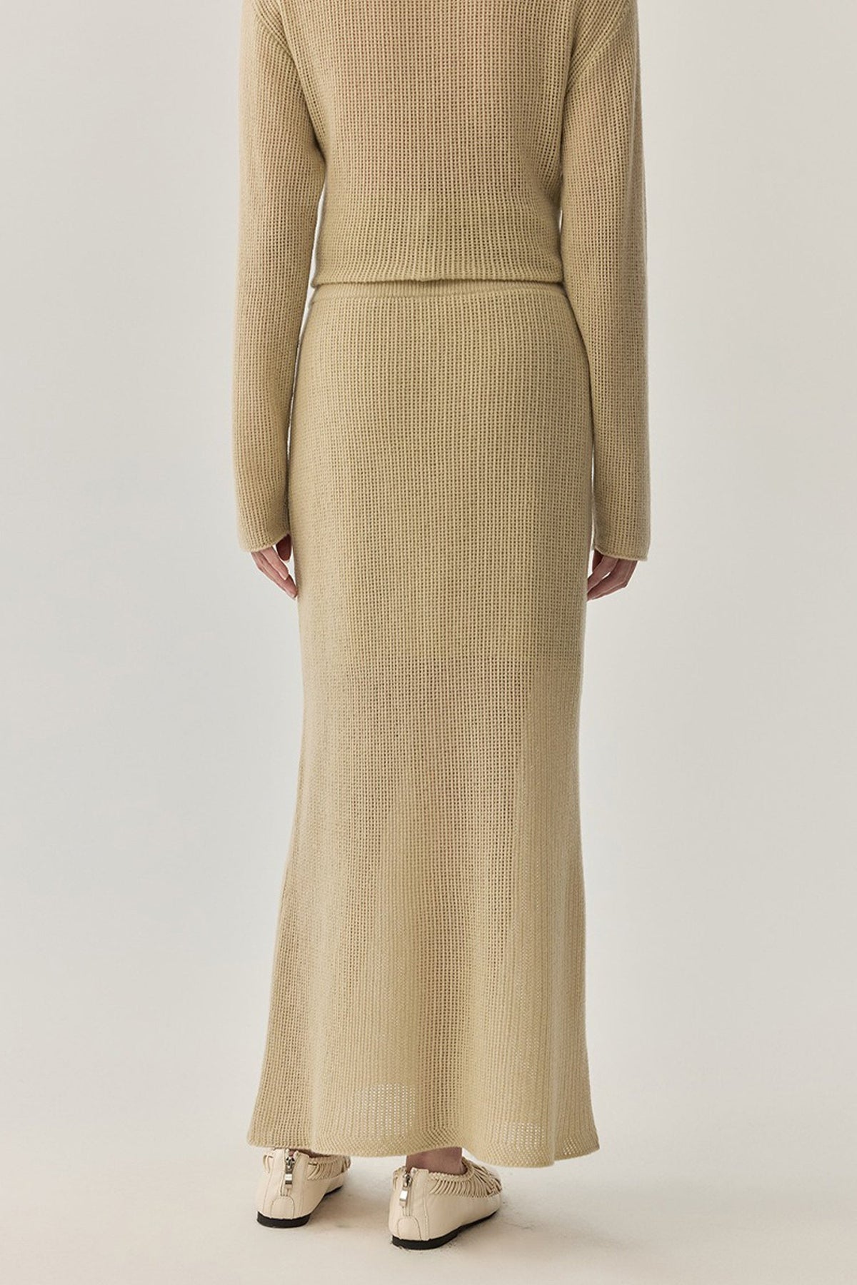 Lightweight Wool Open Knit Sweater Skirt