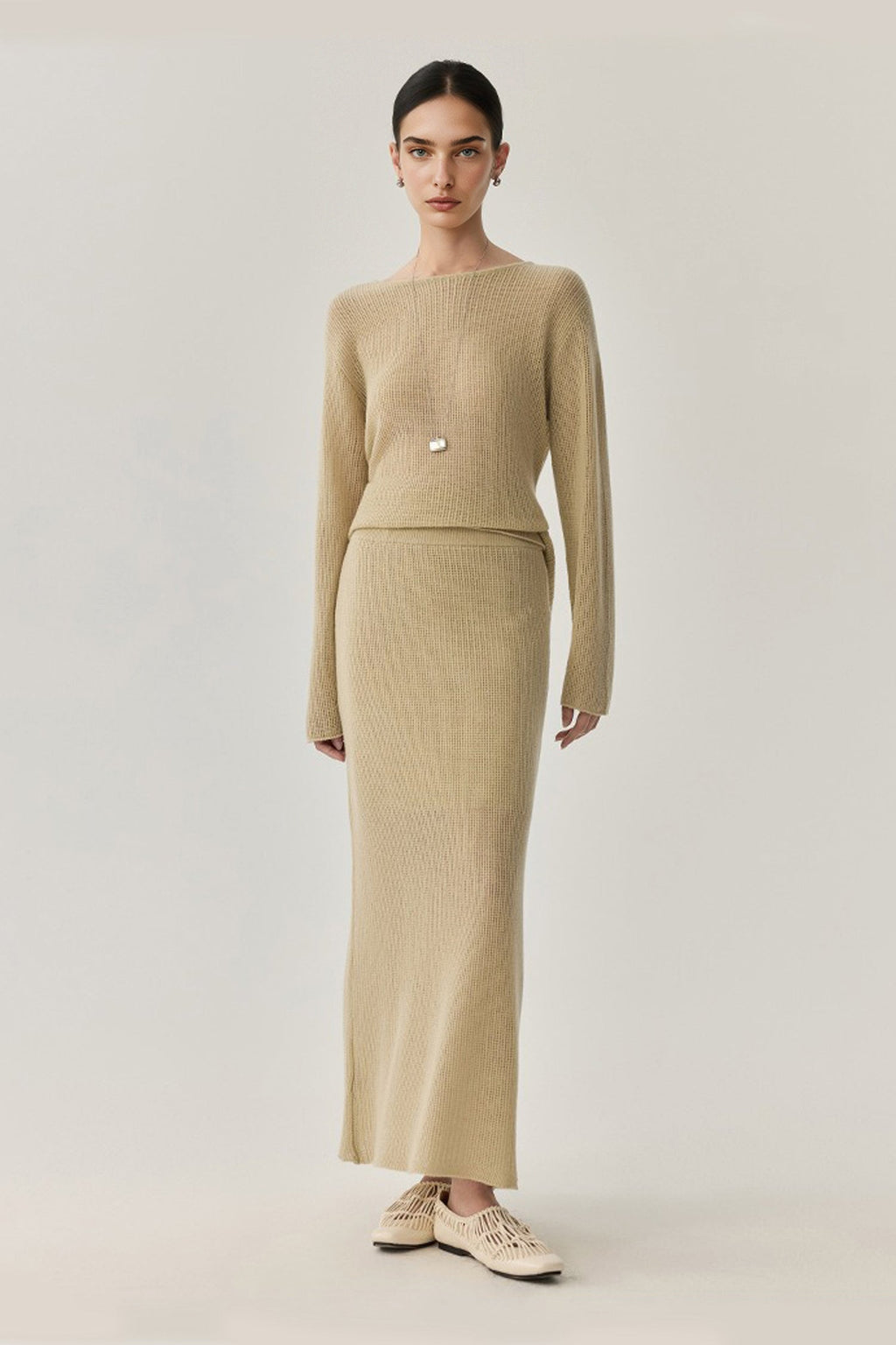 Lightweight Wool Open Knit Sweater Skirt
