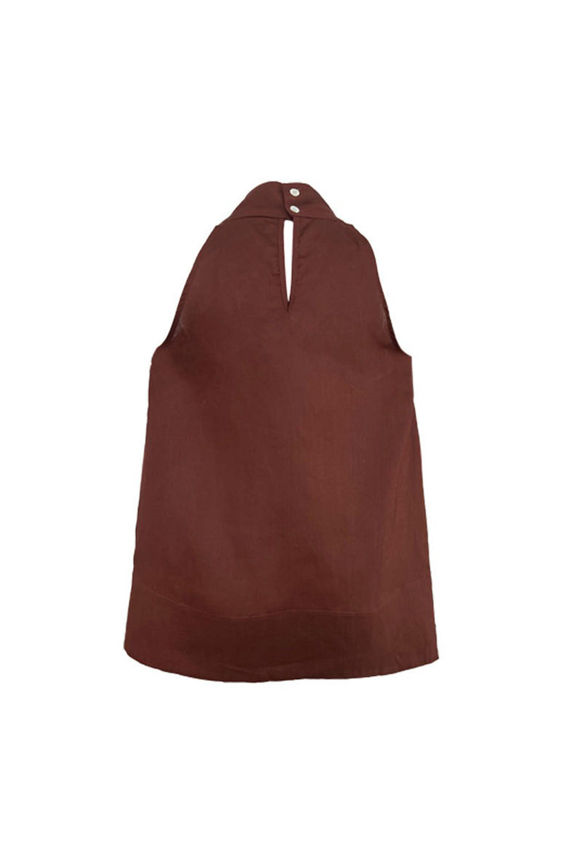 Linen Blend V Neck Halter Top