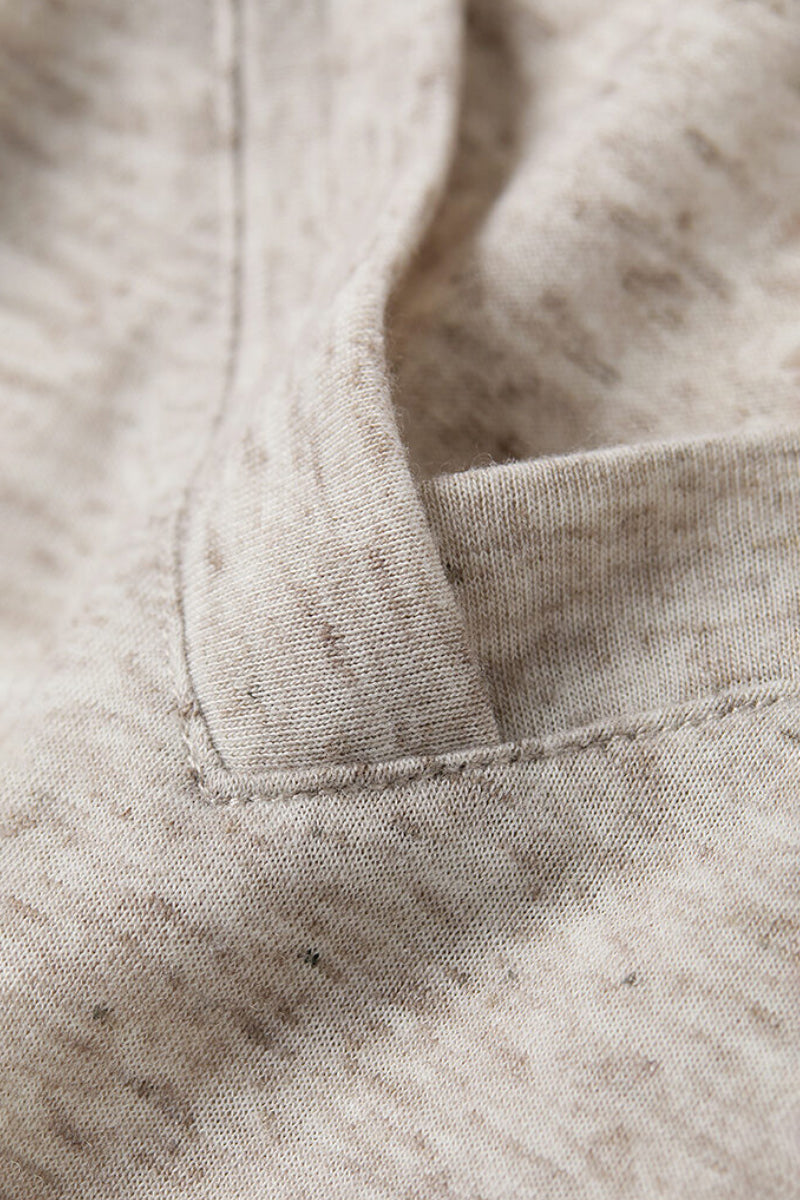 Linen-Blend V-Neck Long-Sleeve Tee