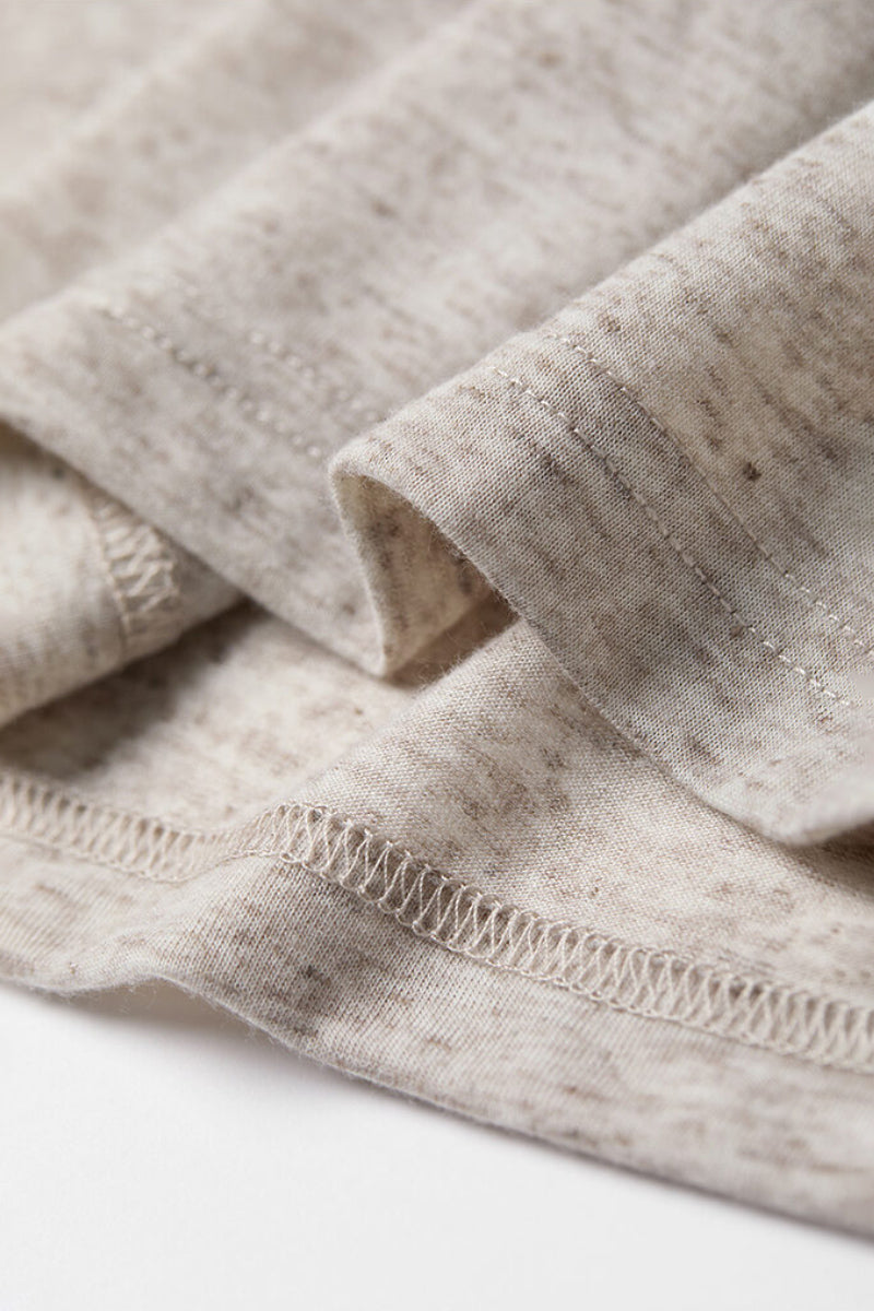 Linen-Blend V-Neck Long-Sleeve Tee