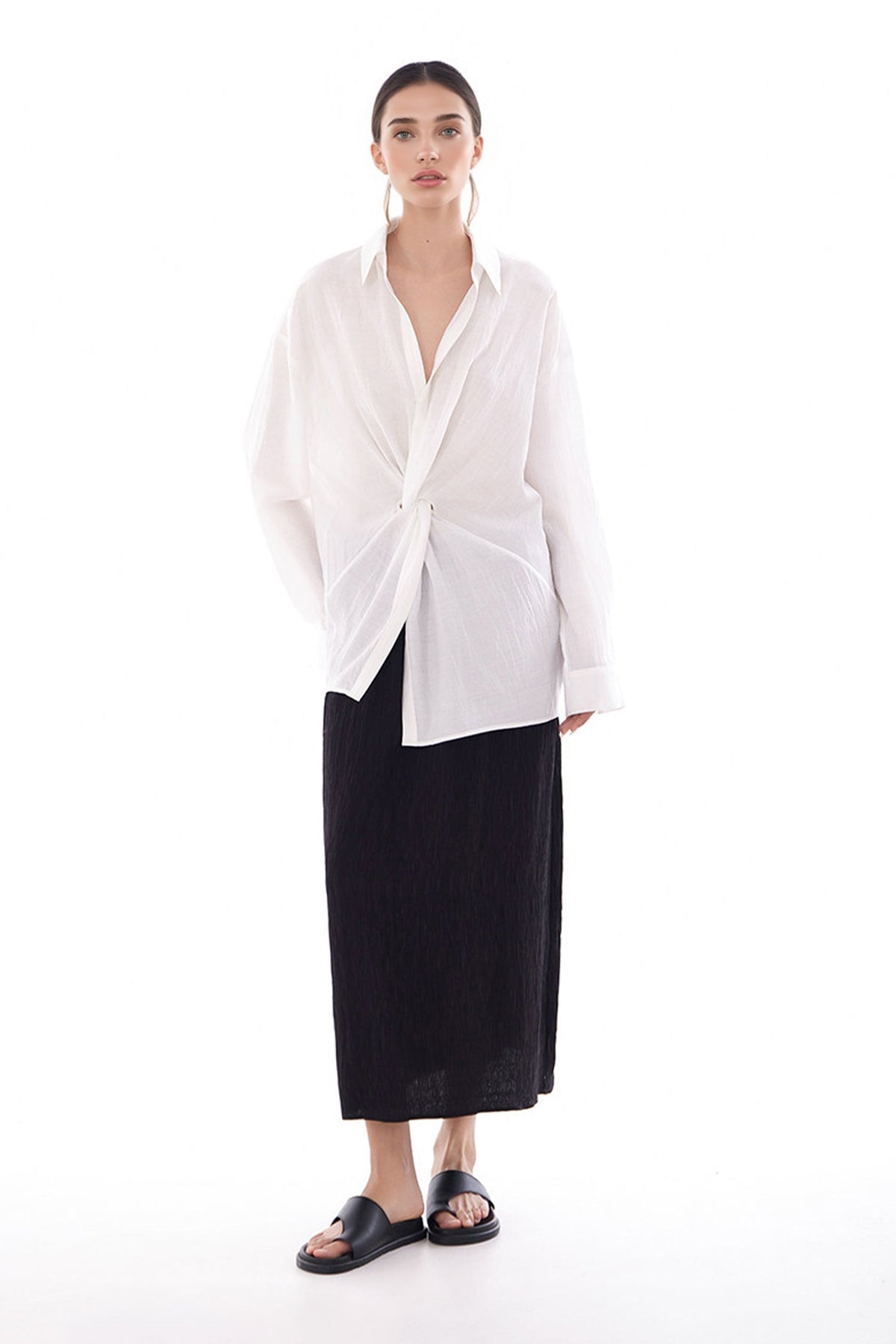 Long Sleeve Sunscreen Tencel Shirt With French Twist