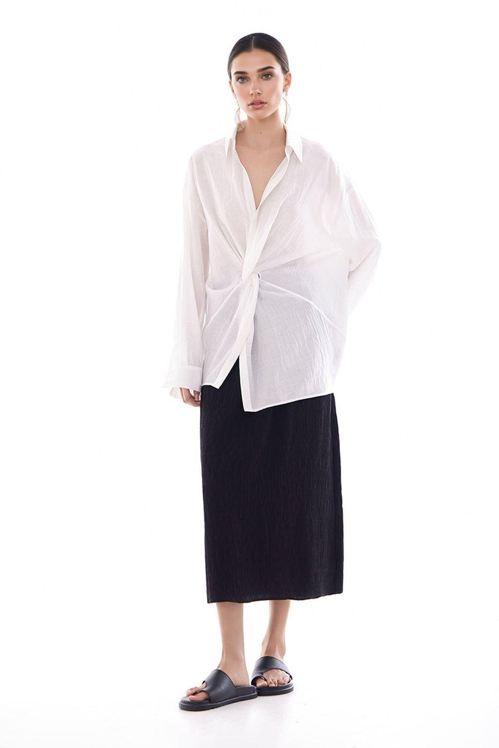 Long Sleeve Sunscreen Tencel Shirt With French Twist