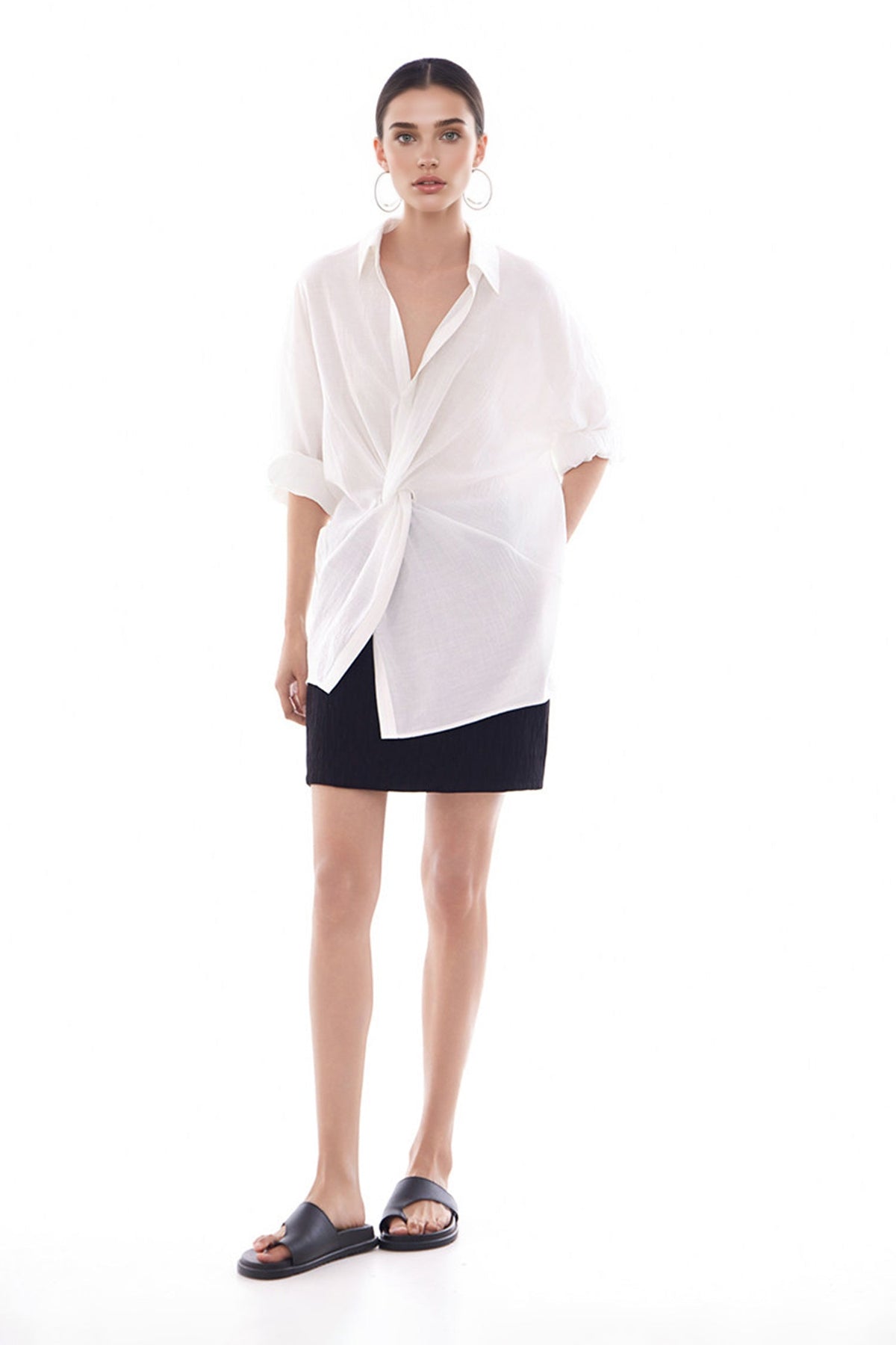 Long Sleeve Sunscreen Tencel Shirt With French Twist