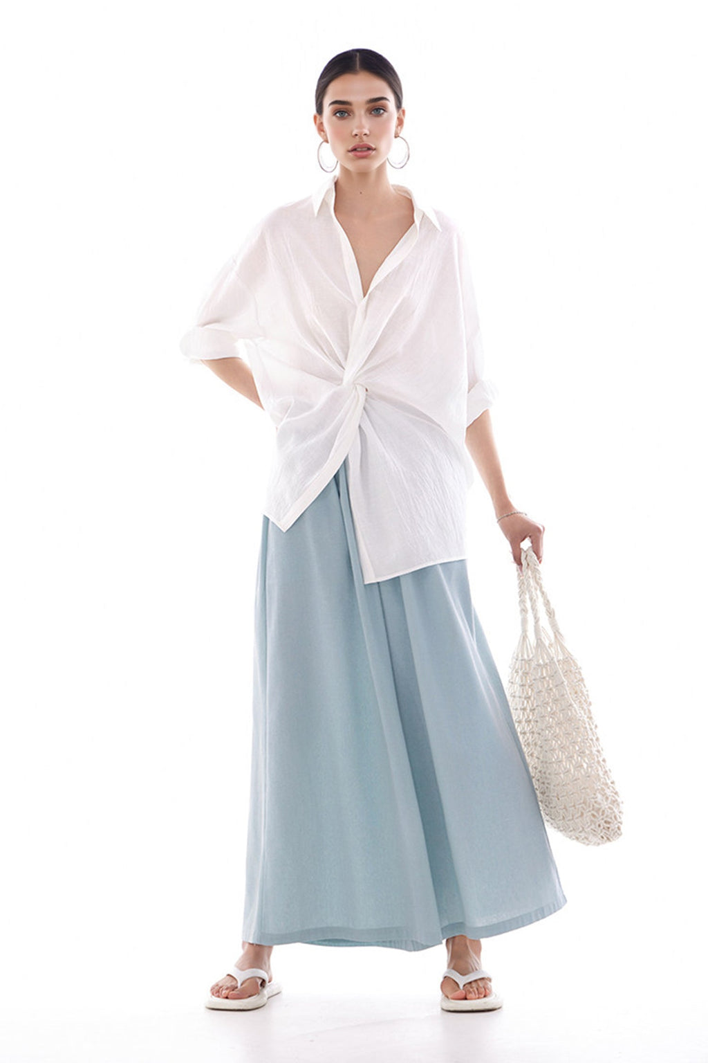 Long Sleeve Sunscreen Tencel Shirt With French Twist