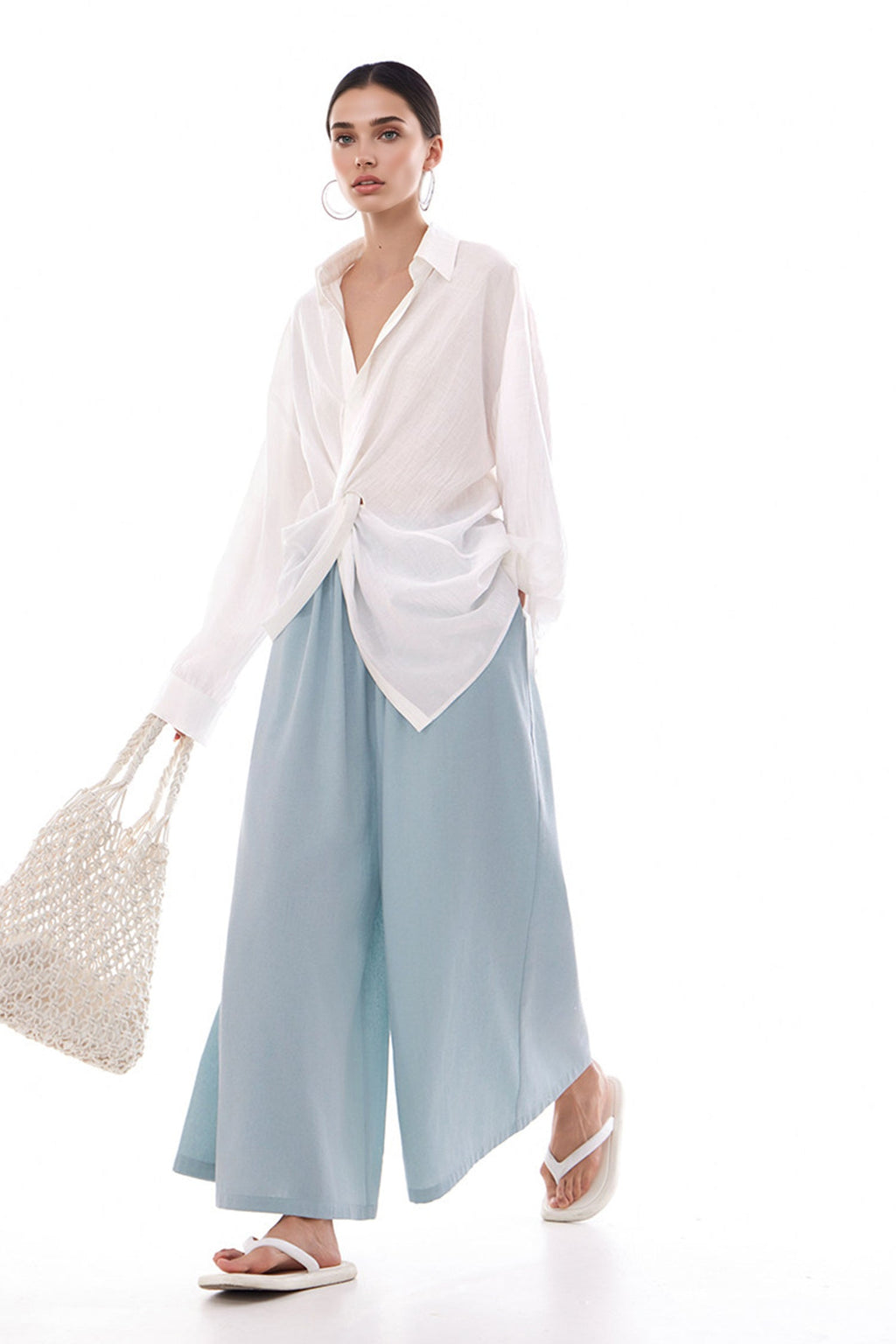 Long Sleeve Sunscreen Tencel Shirt With French Twist