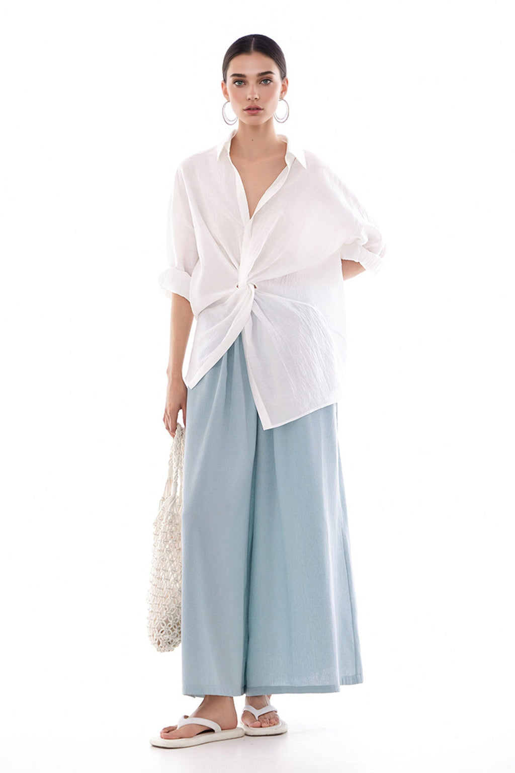 Long Sleeve Sunscreen Tencel Shirt With French Twist