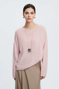Loose Sheer Cotton-Linen Long-Sleeve Crew-Neck Knit T-Shirt