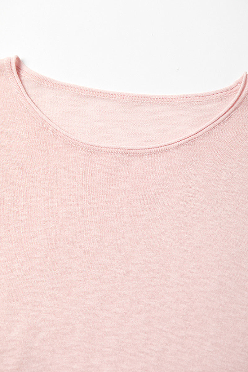Loose Sheer Cotton-Linen Long-Sleeve Crew-Neck Knit T-Shirt
