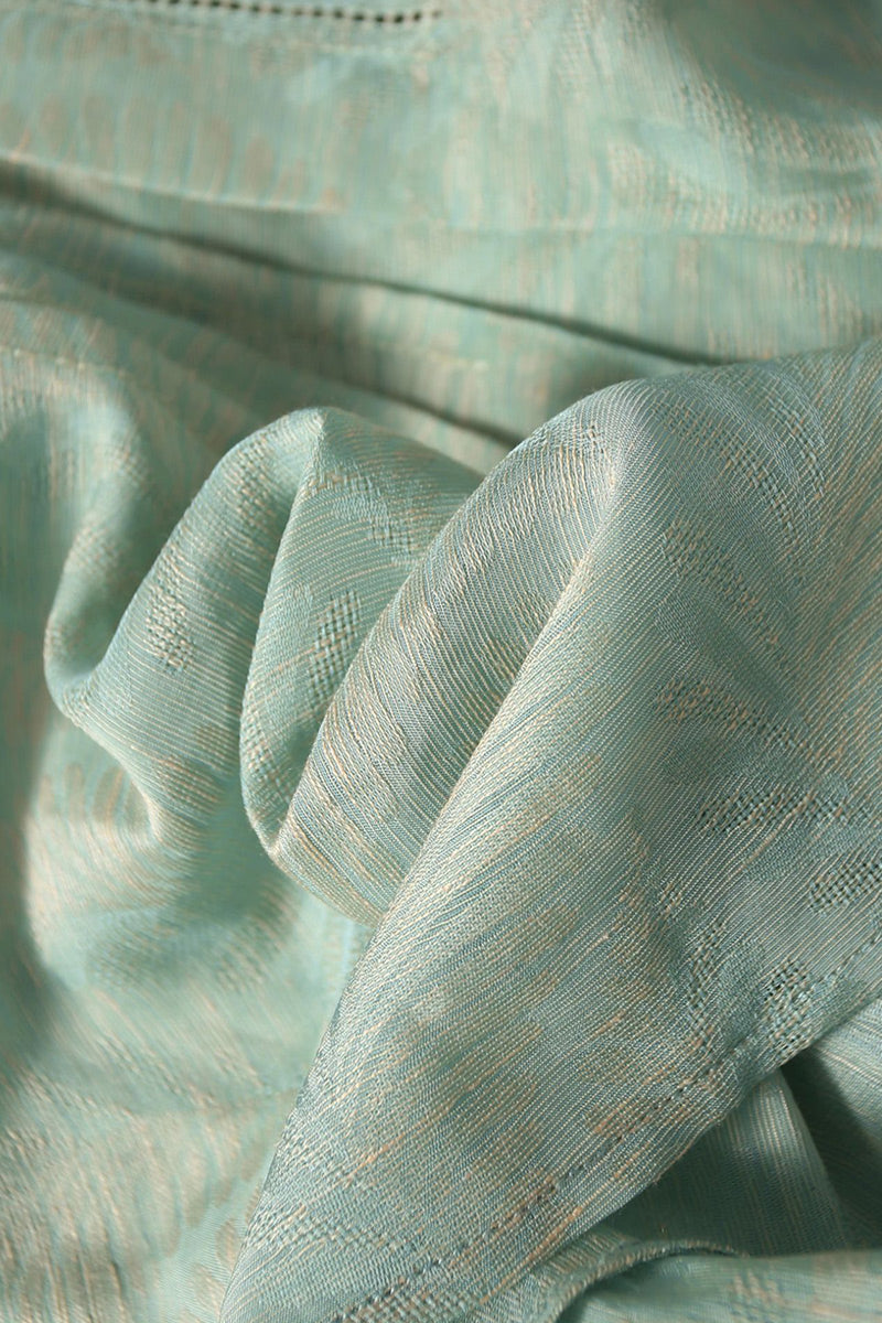 Luxe Silk-Linen Jacquard Cap-Sleeve Pintuck Blouse