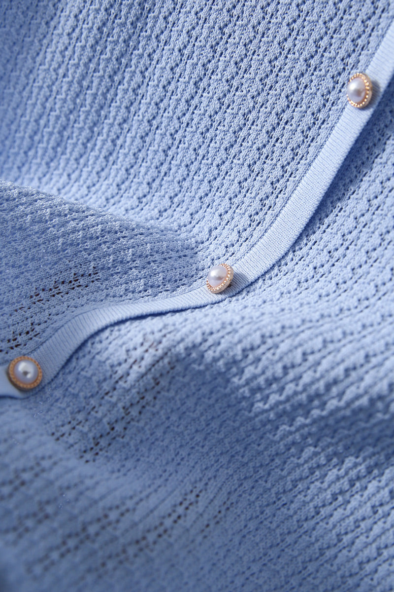 Machine Washable Silk Blend Short-Sleeve Knit Top