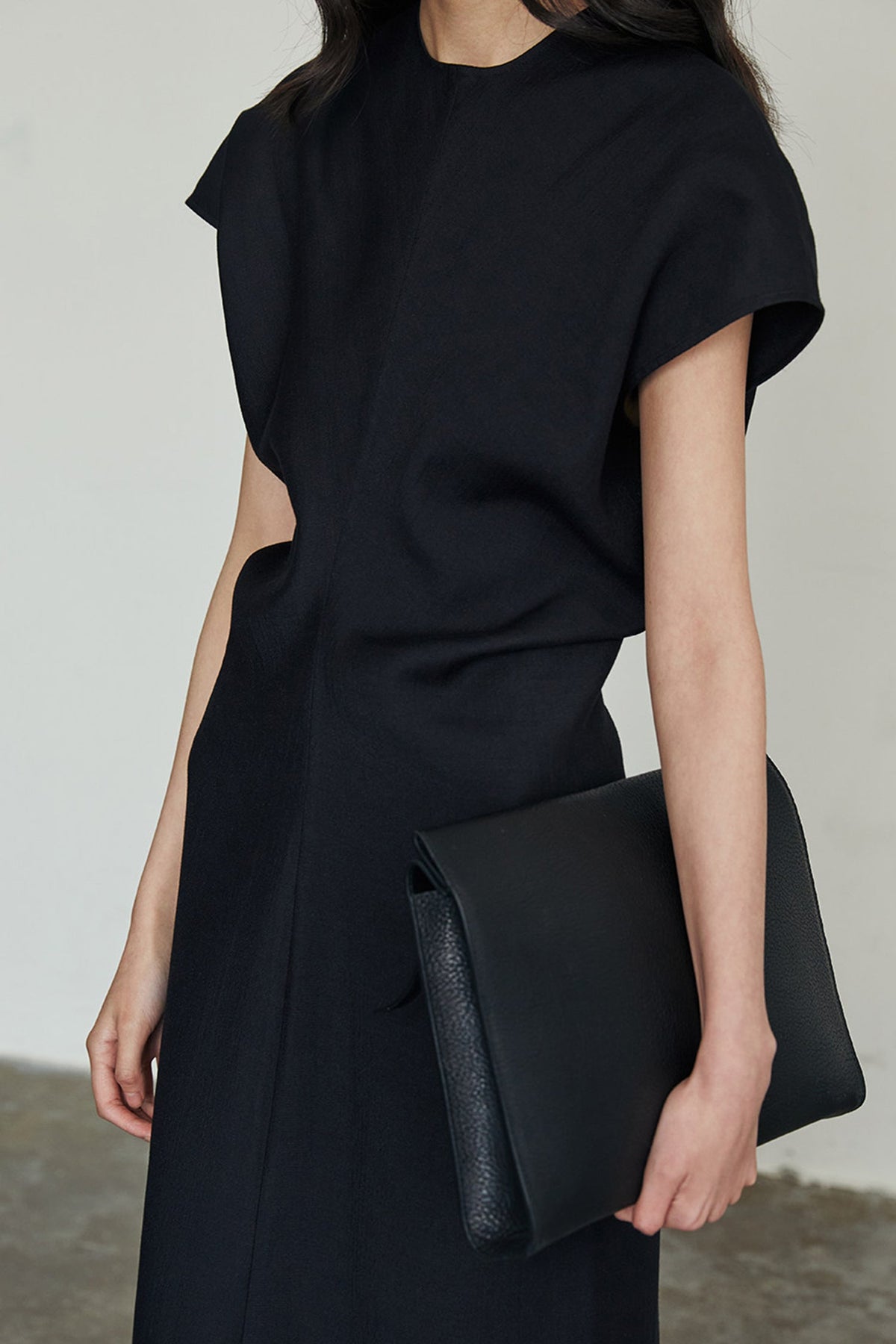 Minimalist Cap Sleeve Draped Waist Maxi Dress