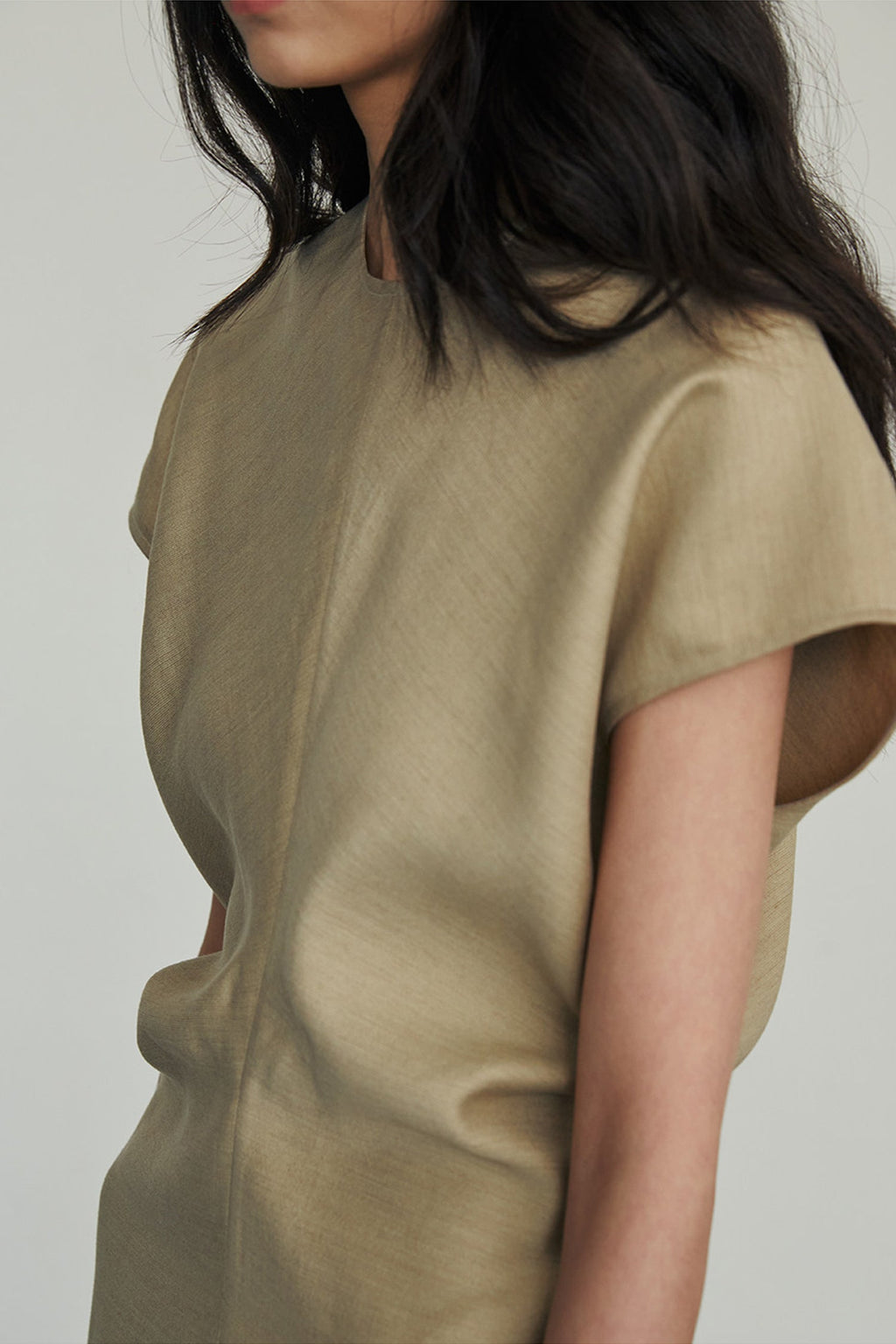 Minimalist Cap Sleeve Draped Waist Maxi Dress