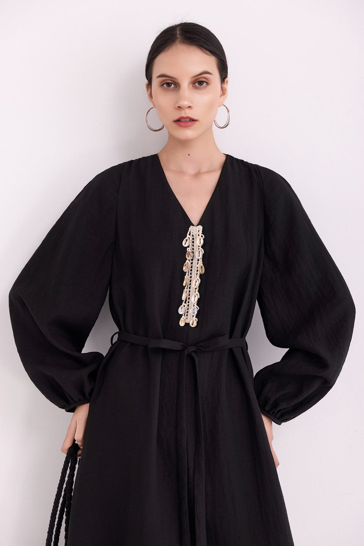 Minimalist Linen-Blend Long Sleeve Maxi Boho Dress