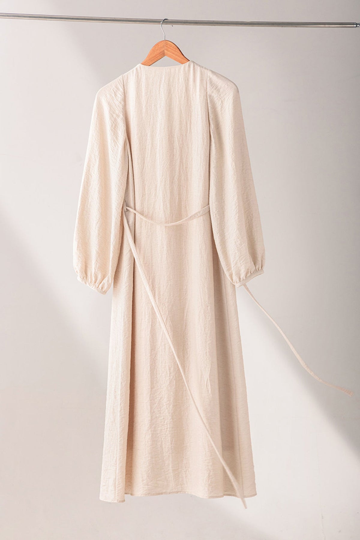 Minimalist Linen-Blend Long Sleeve Maxi Boho Dress
