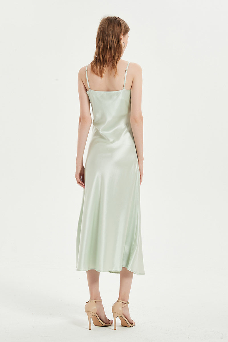 Mint Green Midi Slip Dress in Triacetate-Blend