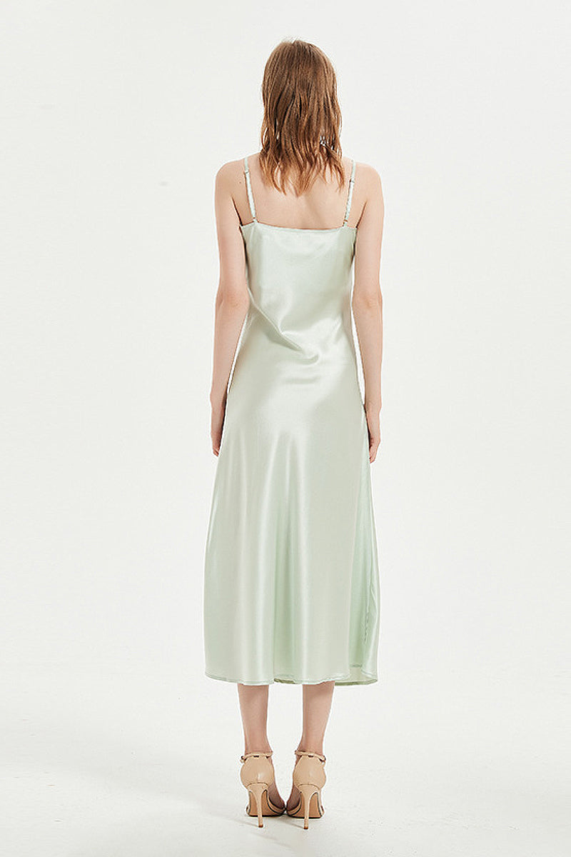 Mint Green Midi Slip Dress in Triacetate-Blend
