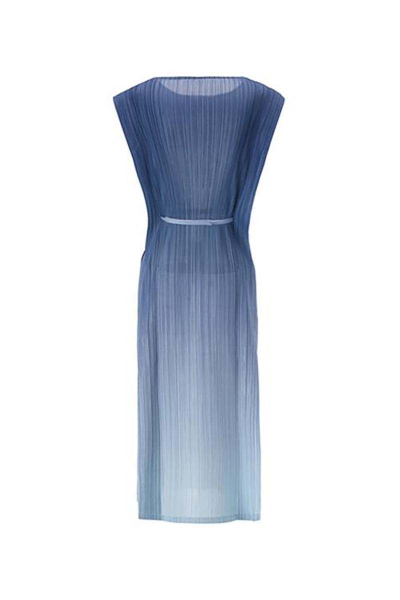 Ombre Pleated Sleeveless Midi Dress