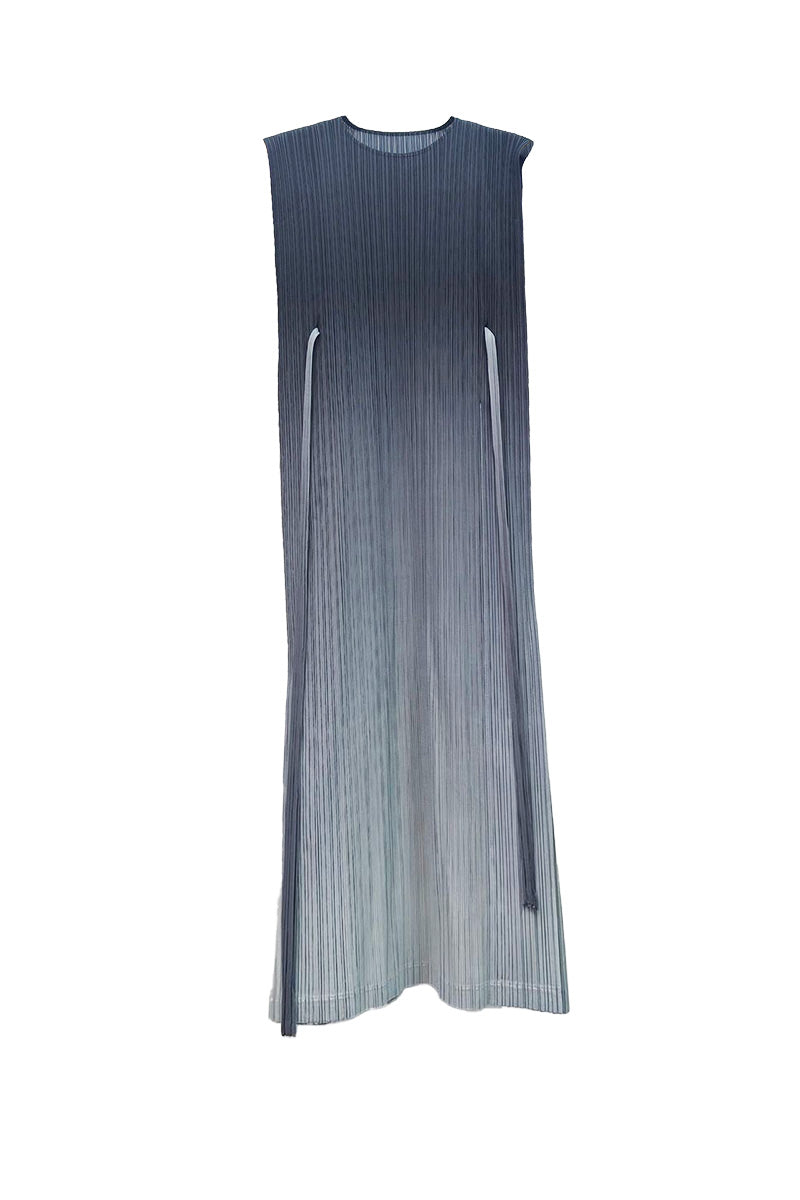 Ombre Pleated Sleeveless Midi Dress