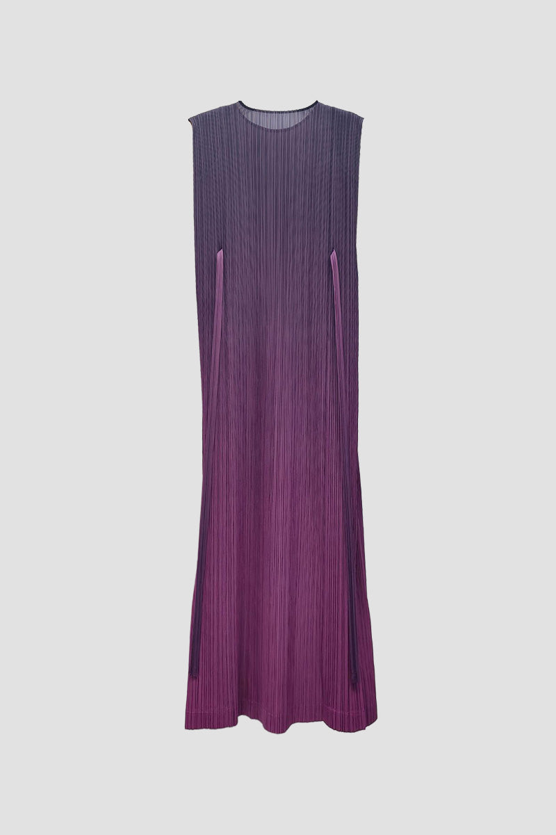 Ombre Pleated Sleeveless Midi Dress