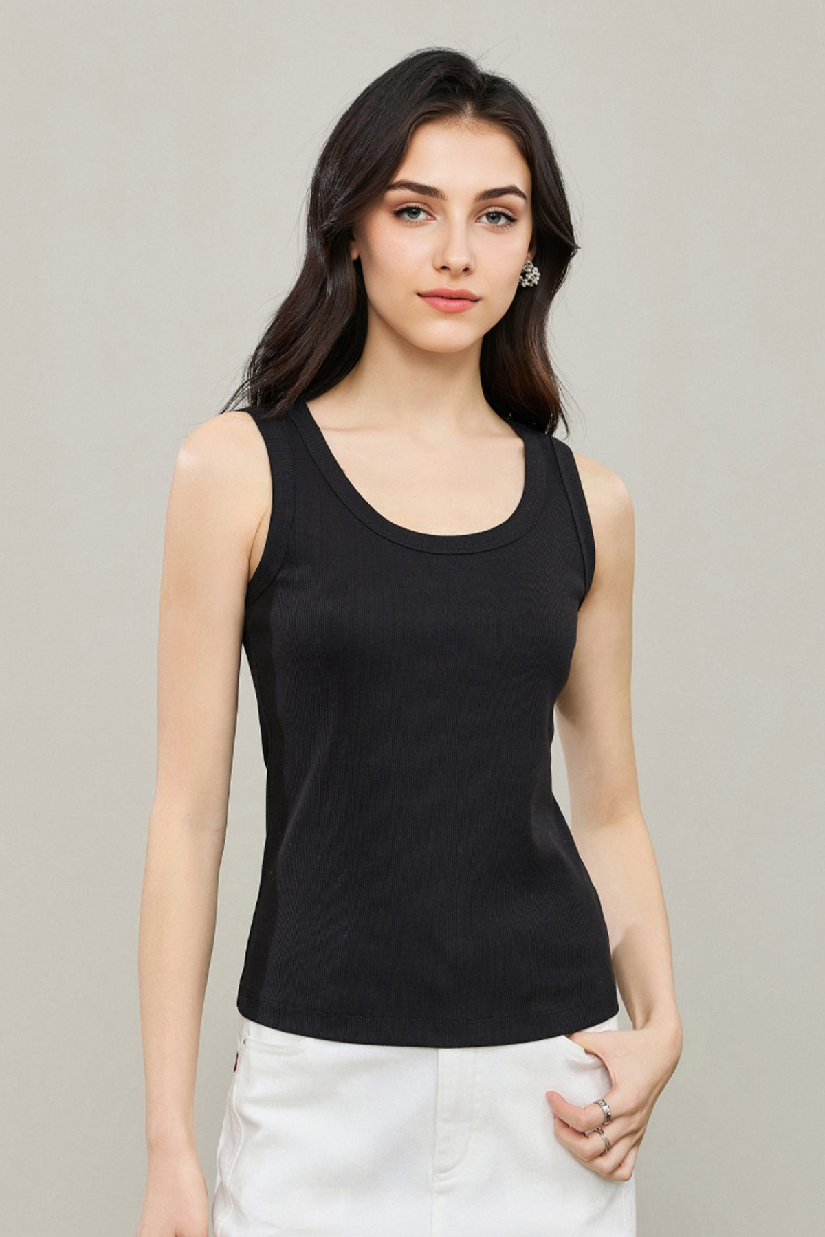 Organic Cotton Ribbed U-Neck Tank Top