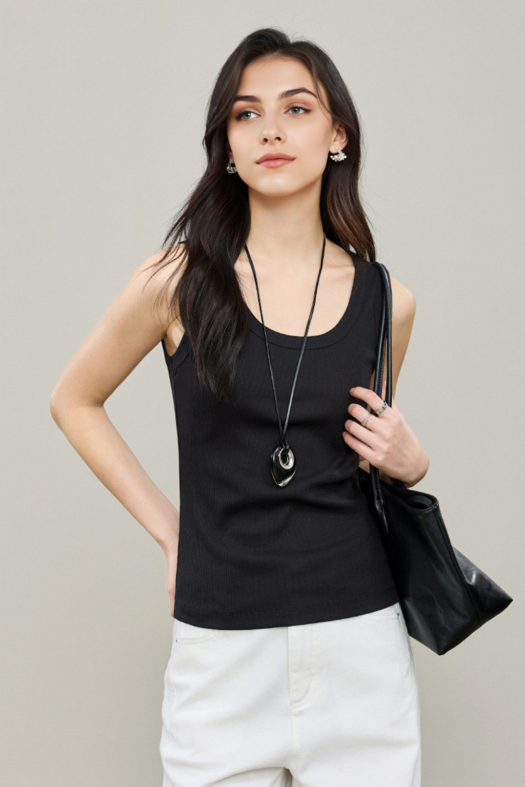 Organic Cotton Ribbed U-Neck Tank Top