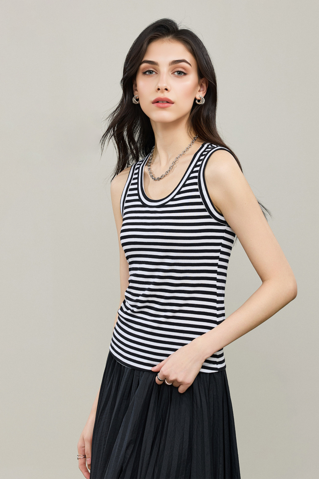 Organic Cotton Ribbed U-Neck Tank Top